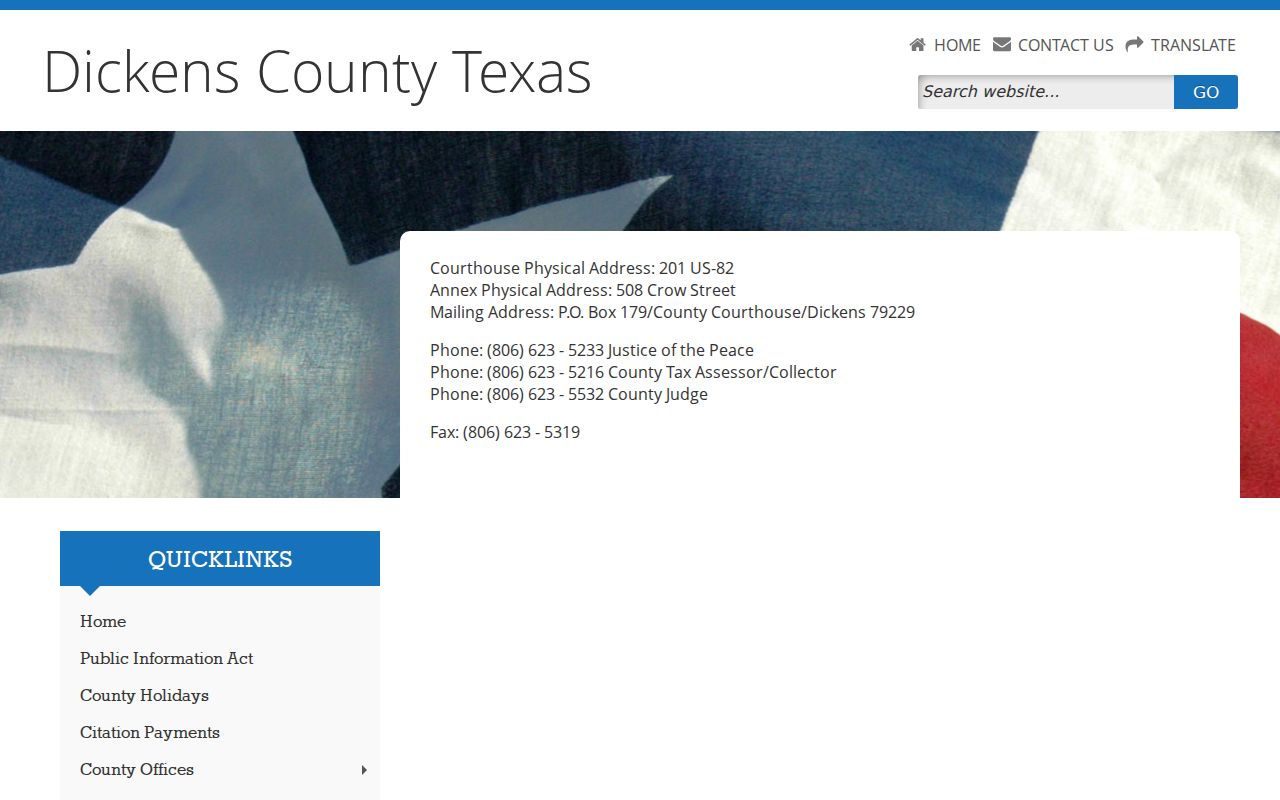 Dickens County court docket calendar contact source