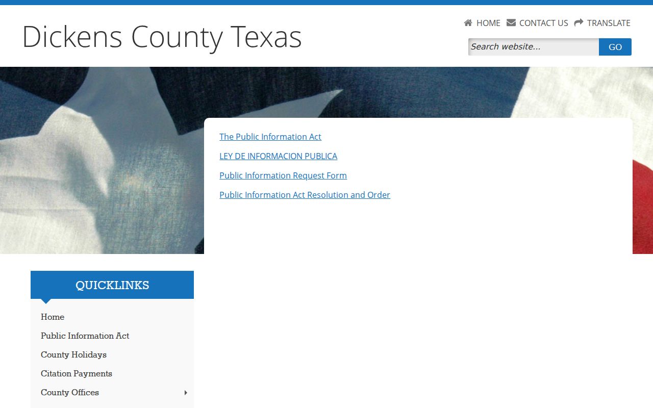 Dickens County court records public information page