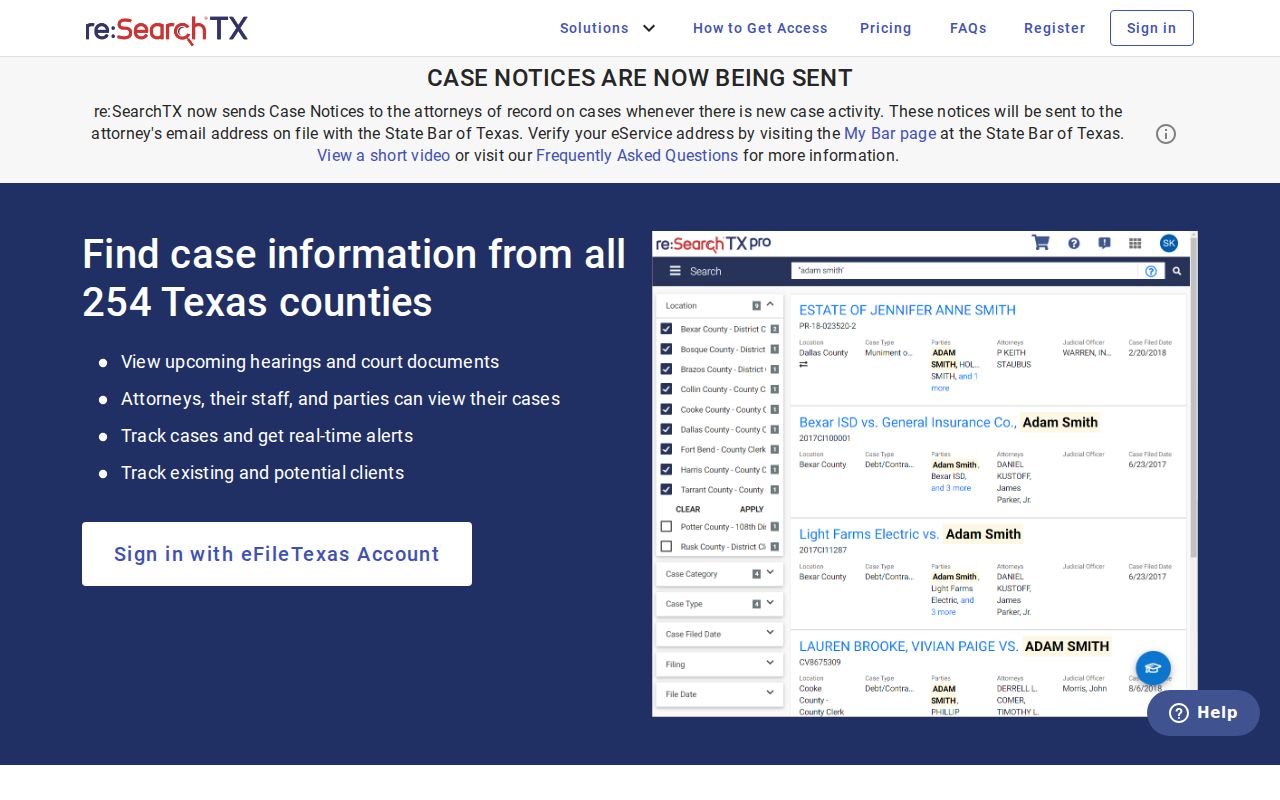 Dickens County case lookup through re SearchTX
