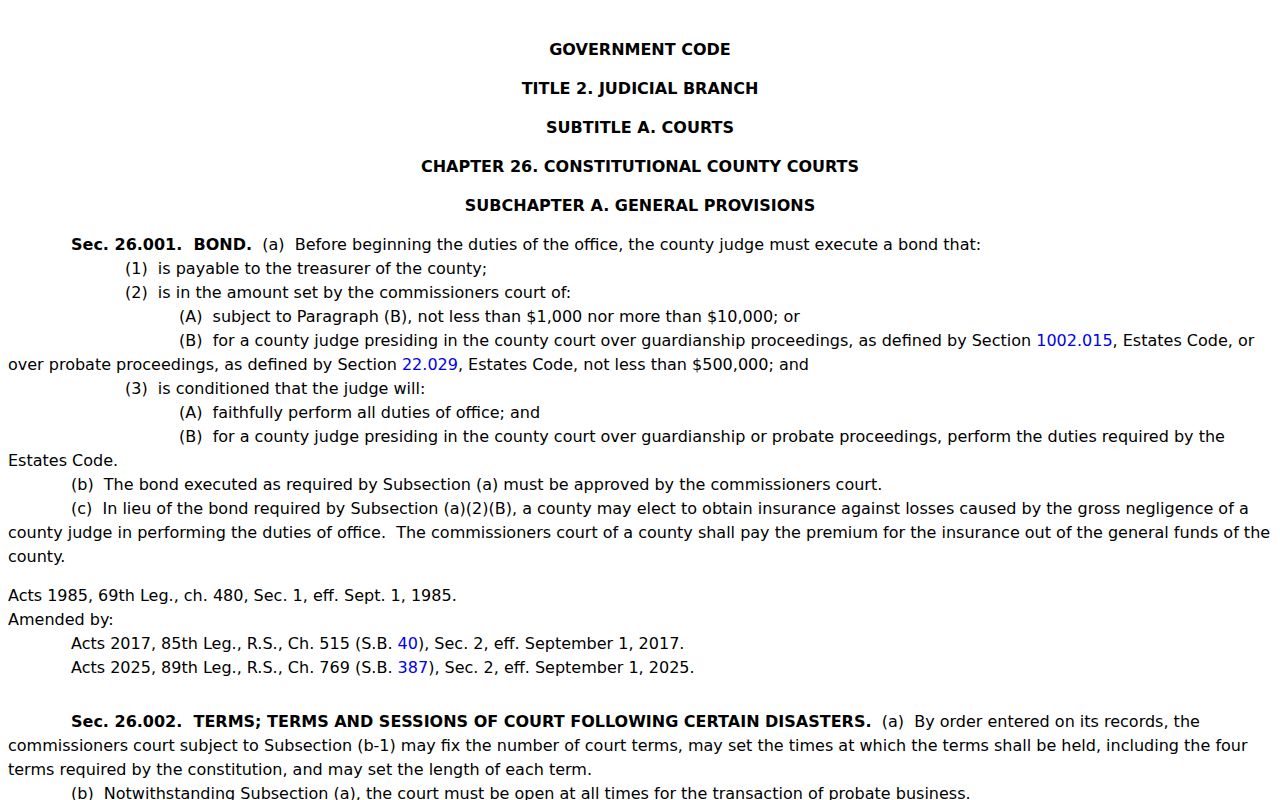 Texas law governing Dickens County civil court docket jurisdiction