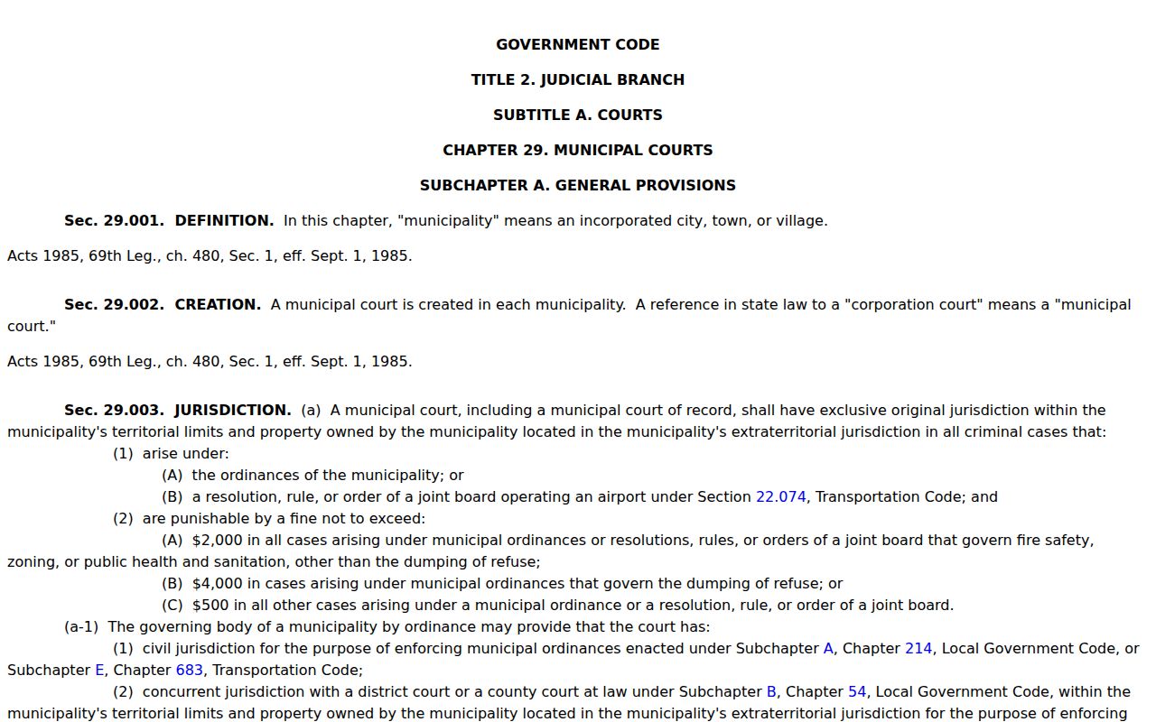 Spur court docket municipal court law